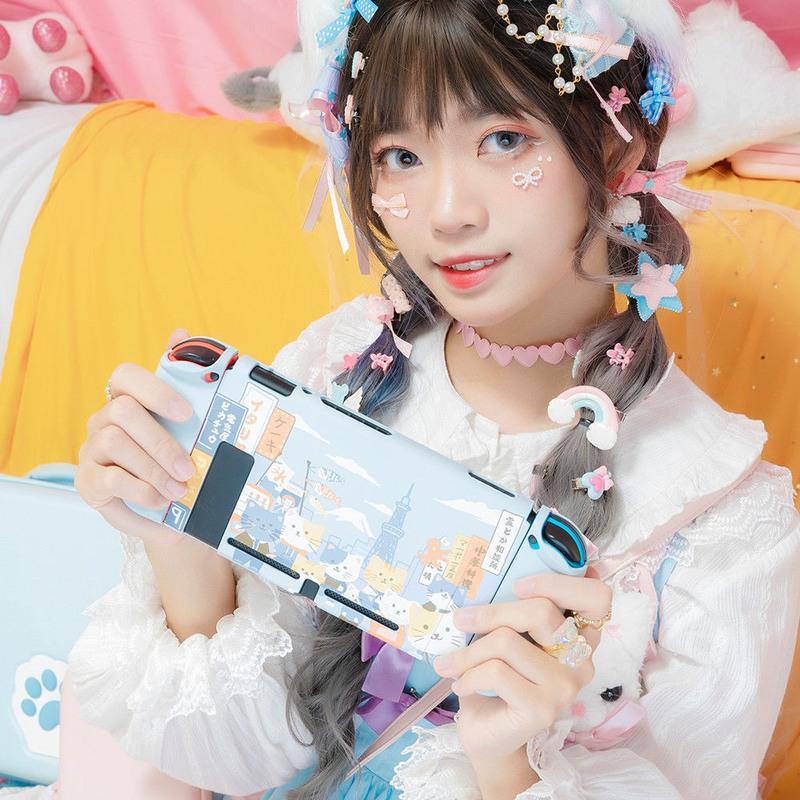 极想 任天堂Switch保护壳 大阪猫主题NS保护套游戏周边配件硬壳彩 大阪猫水贴保护壳