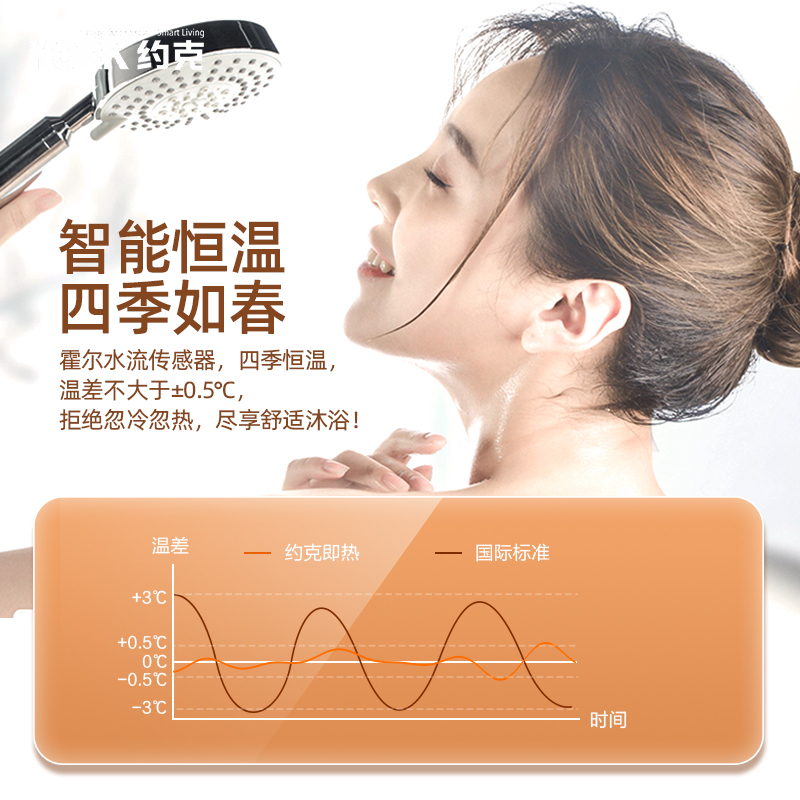 [2025升级款]约克(YORK)即热式电热水器YK-G1恒温变频速热家用小型大水量免储水热水器8.8KW