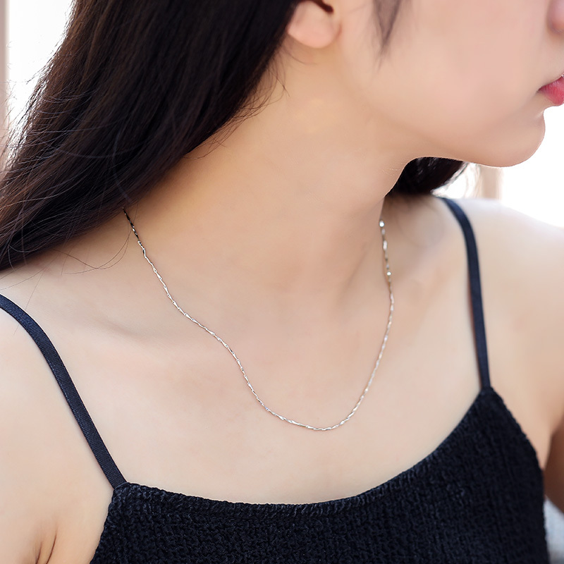 [新品]梦金园铂金项链 PT950白金百搭细款素链锁骨链 女款