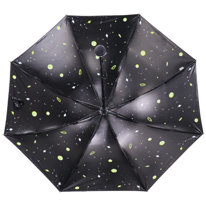 天堂伞 全遮光黑胶转印宇宙星空三折晴雨伞太阳伞 31847ELCJ1283高清大图
