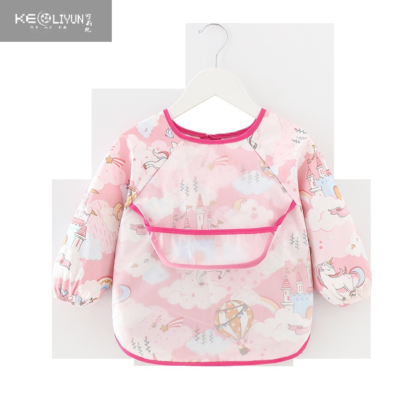 可莉允儿童罩衣防水长袖反穿衣宝宝吃饭衣围裙棉小孩罩衣围兜护衣婴儿