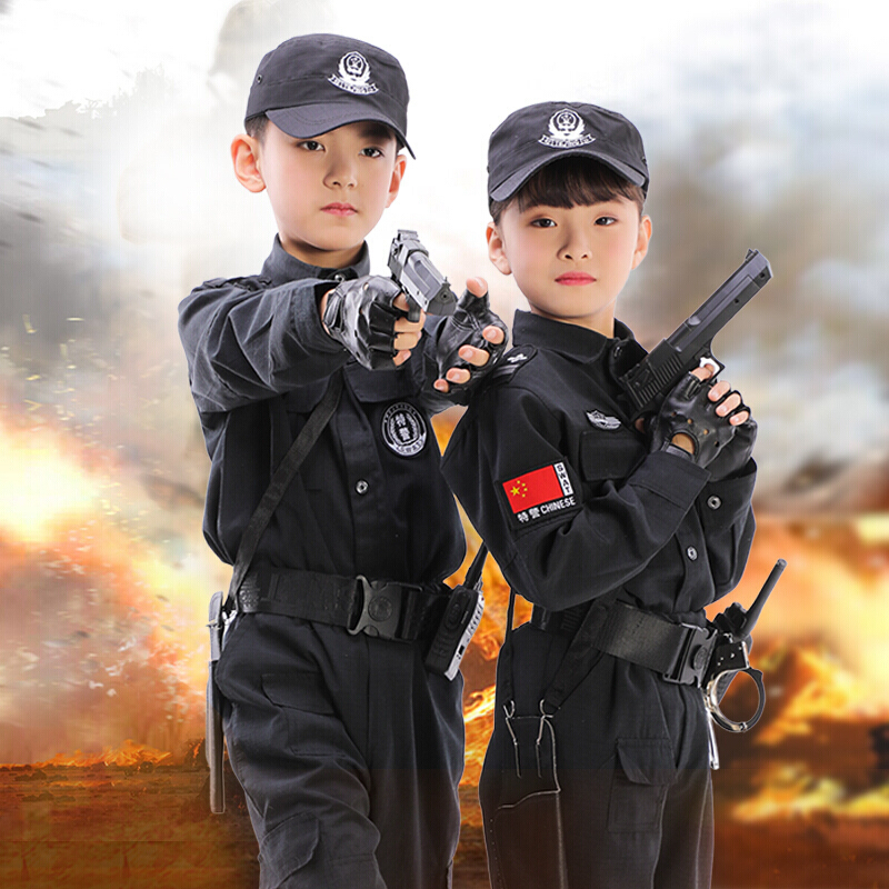 迪鲁奥diluao儿童警察服特警衣服特种兵套装男孩女童工作服表演服装小