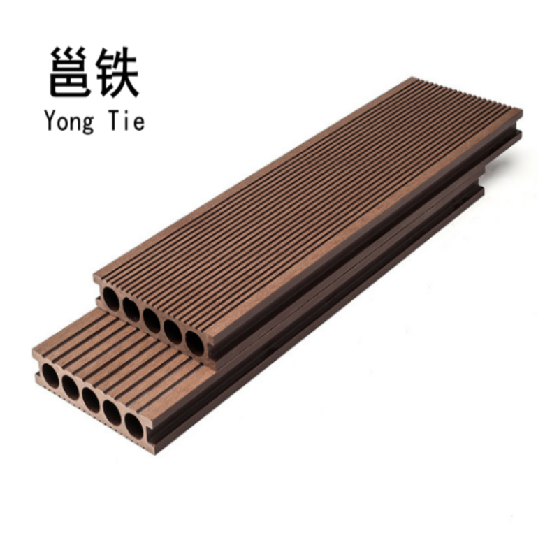 邕铁 塑木地板定制 供挤圆孔木纹款 平方米高清大图