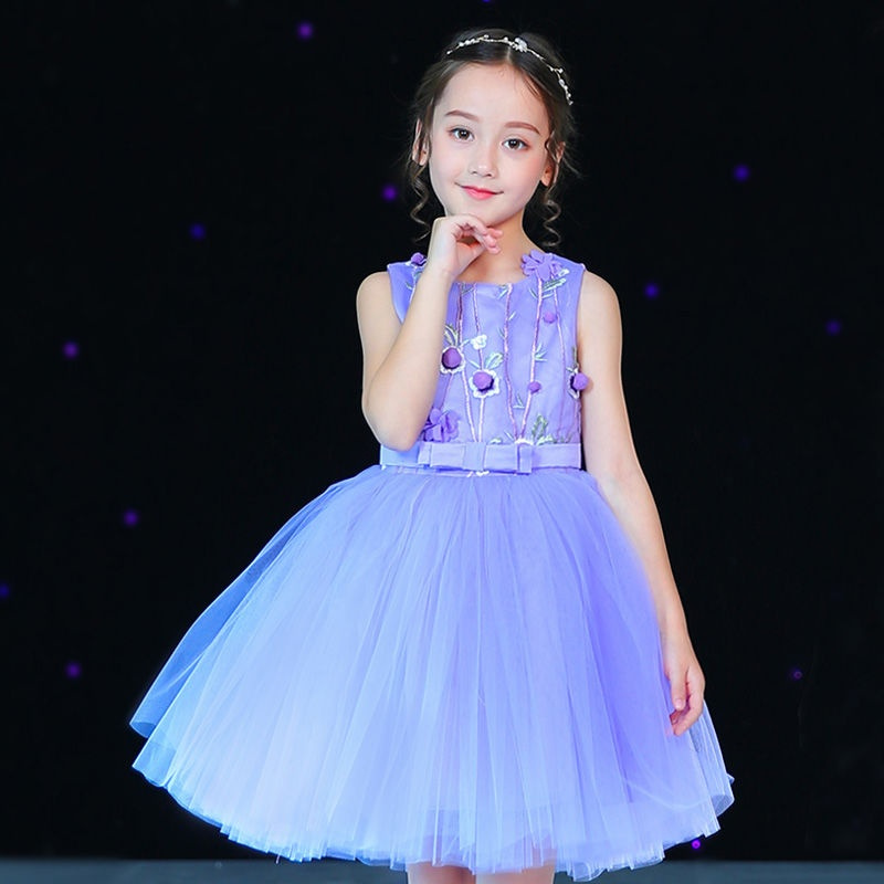 新款六一儿童节演出服装女童公主蓬蓬裙背带裤合唱服幼儿园表演服紫色