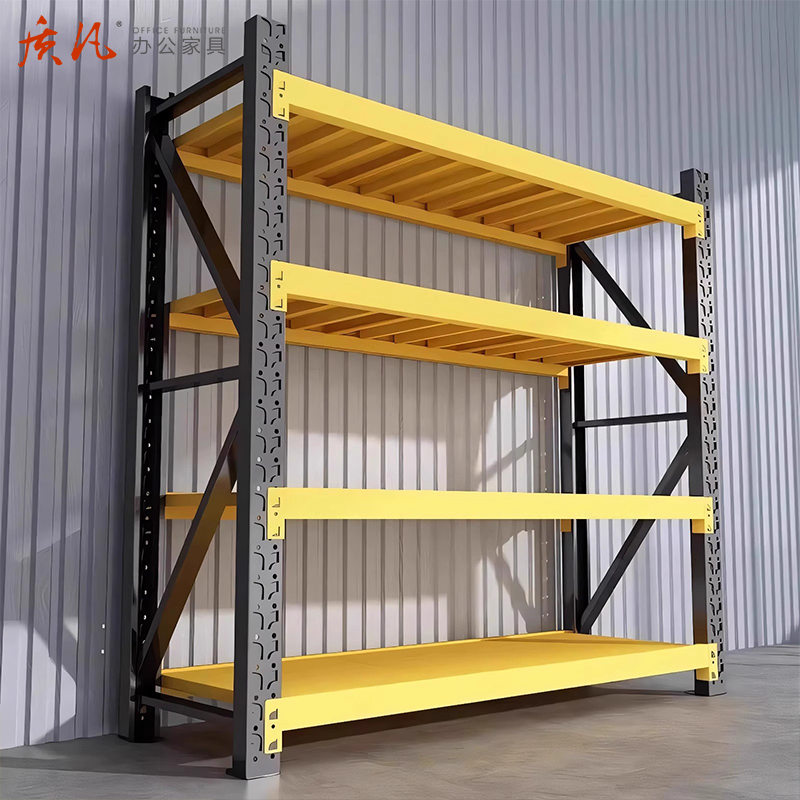 质凡货架置物架黑黄色仓储轻型货架ZF-HJ264 承重200kg 1500*500*2000高清大图