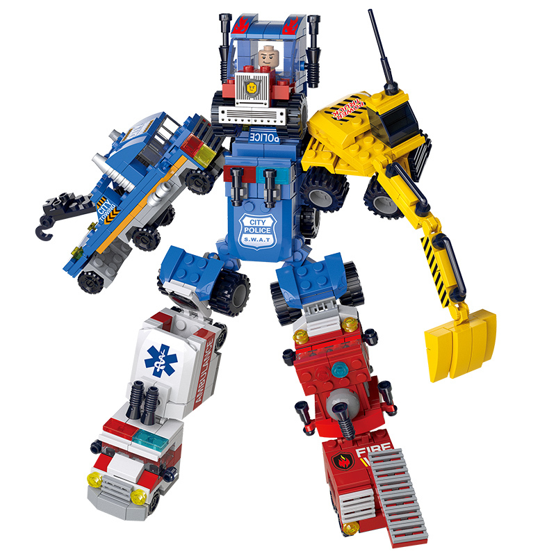 入门级玩具积木小汽车儿童拼插益智男孩子拼装玩具救护车迷你拼图