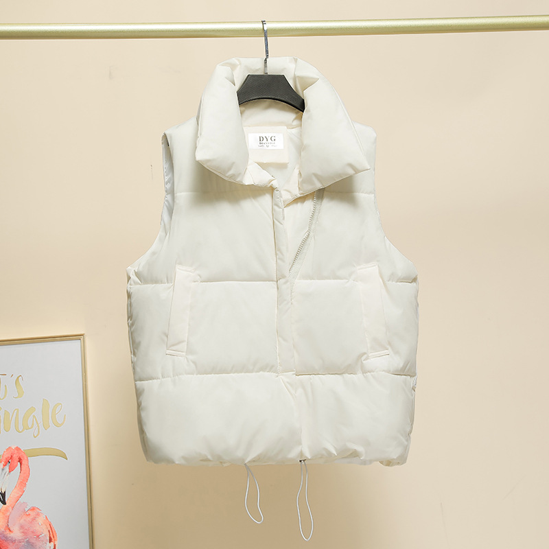 2023年秋冬季新款棉马甲韩版立领时尚短款马甲背心坎肩外套学生女 白色 L