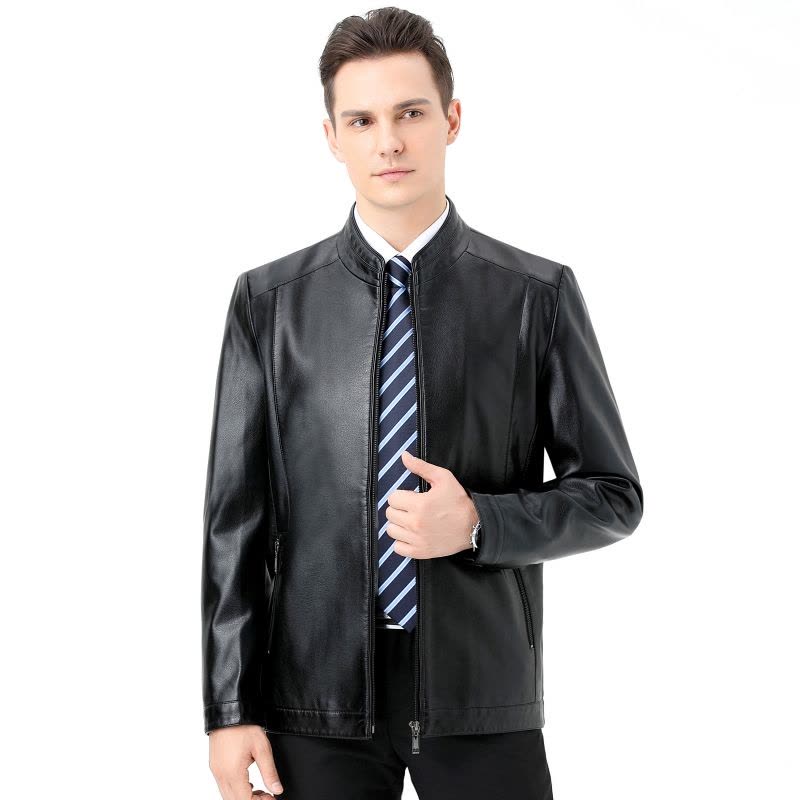 免费试穿掉皮包换海宁真皮皮衣男式皮衣机车皮加绒皮夹克绵羊皮立领外套真皮夹克男品牌外套男商务休闲大码外套正品图片