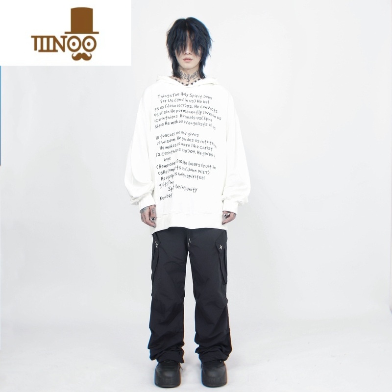 YANXUMz 美式街头情侣潮流小众字母印花连帽卫衣男秋季潮牌慵懒帽衫潮高清大图