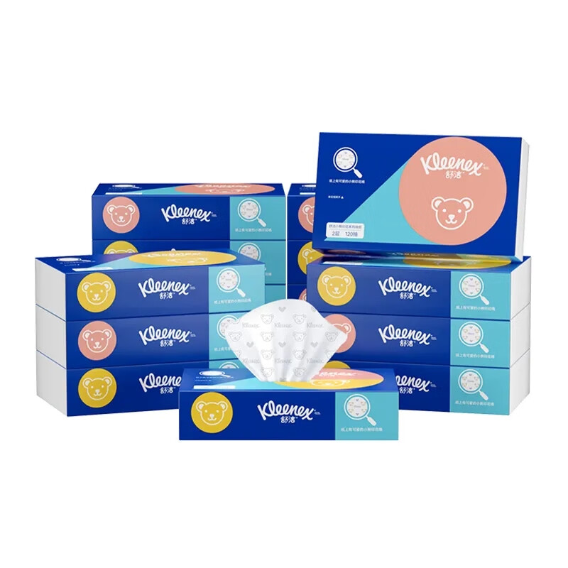 舒洁(Kleenex)抽纸纸巾 小熊印花软抽纸抽 120抽*16包高清大图