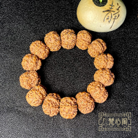 [梵心阁]尼泊尔毕业级扇面蜂王6瓣大金刚菩提手串黄皮6星头12+2颗双龙纹大爆肉