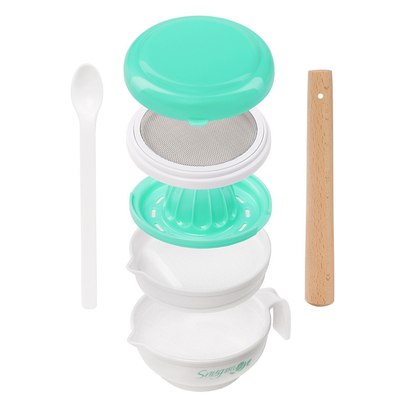 舒氏(Snug)宝宝辅食研磨碗 婴儿手动食物 蔬菜水果泥研磨器 辅食机儿童餐具套装 薄荷蓝