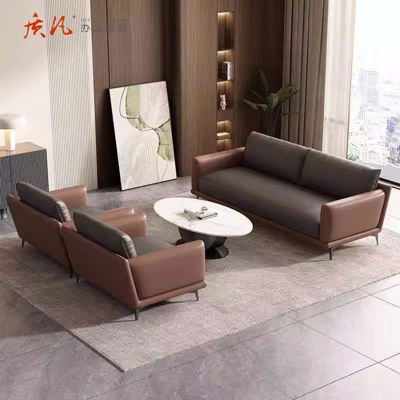 质凡商务接待办公室沙发意式轻奢休息区沙发 双人位1450*820*810mm高清大图