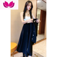 七斓网红时尚套装裙女2022秋季新款高级感显瘦小西装+过膝半身新 L90-105斤 黑色西装+半身裙正版质量
