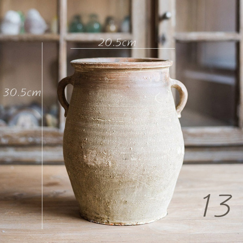 家柏饰(CORATED)粗陶陶罐花瓶花盆 多肉复古做旧仿古大号土陶盆坛子插干花 13高清大图