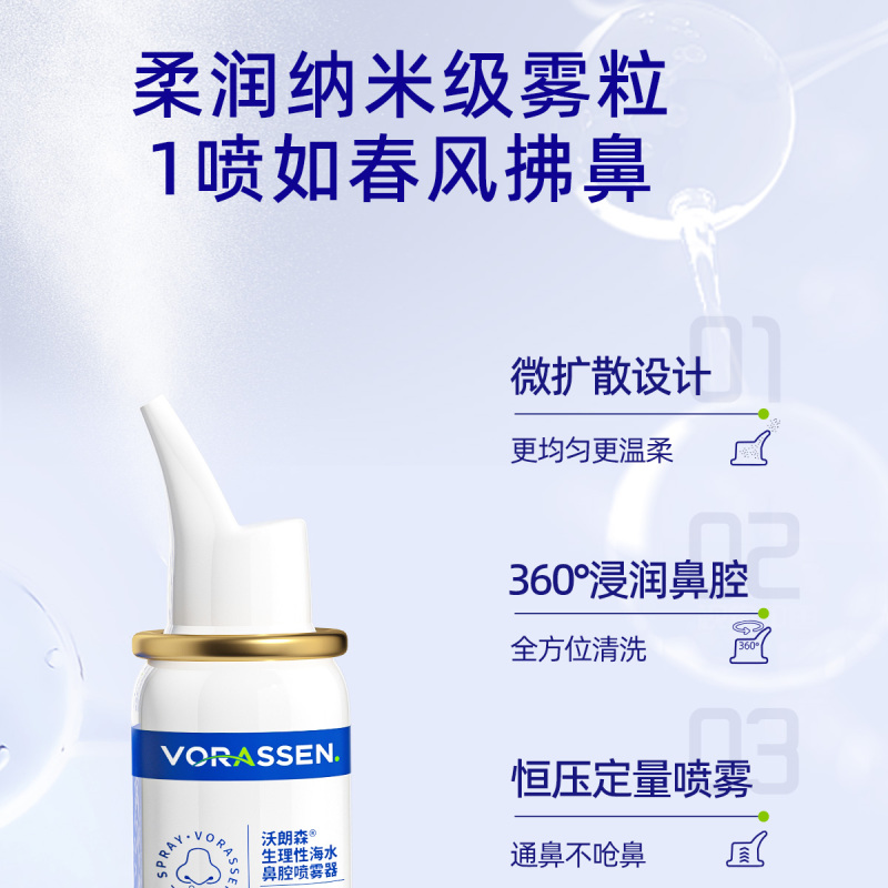 沃朗森生理性海盐水鼻腔喷雾鼻炎冲洗儿童医用鼻塞通鼻神器鼻喷剂洗鼻器1788