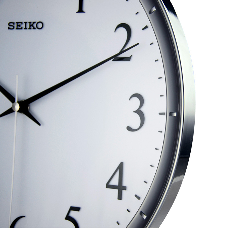精工(SEIKO)挂钟 静音简洁挂钟时尚经典挂钟居家办公石英钟QXA417S银色