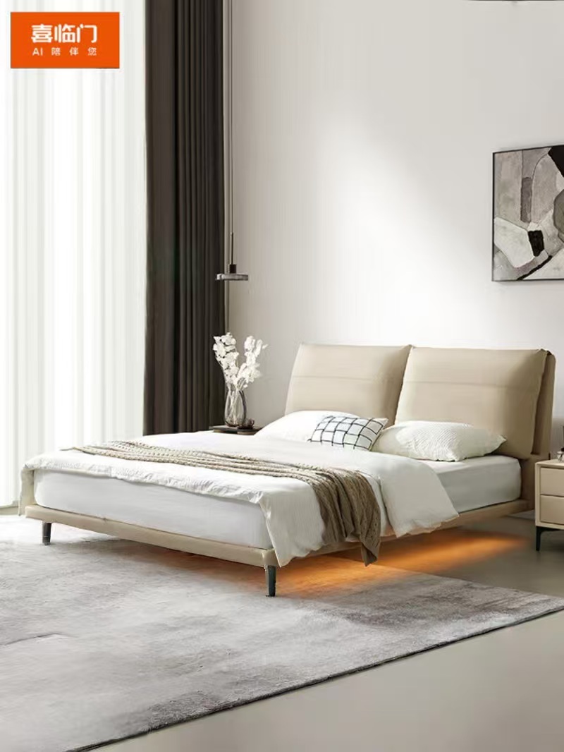 喜临门 - 云图s 真皮双人大床主卧家具现代简约排骨架轻奢婚床高清大图