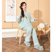 [2.5折价138元]唐狮秋冬季新款睡衣女新中式珊瑚绒加绒可外穿家居服保暖