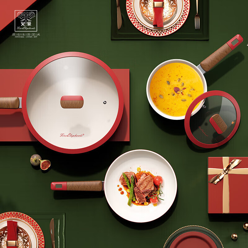 火象 鸿运莱锅具三件套炒锅煎锅奶锅HXG-TZ337套高清大图