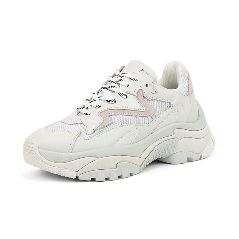 ash艾熙女鞋 新款addict系列复古增高低帮运动鞋 拼接撞色时尚小白鞋