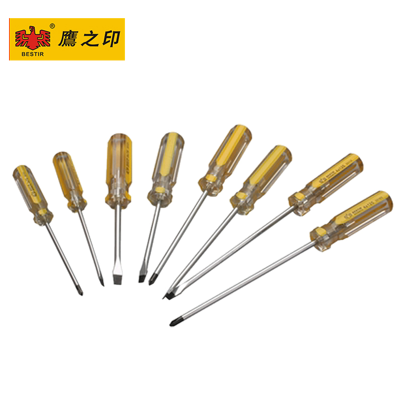 鹰之印工具 透明一字彩条螺丝批 带磁性螺丝刀 改锥起子高清大图