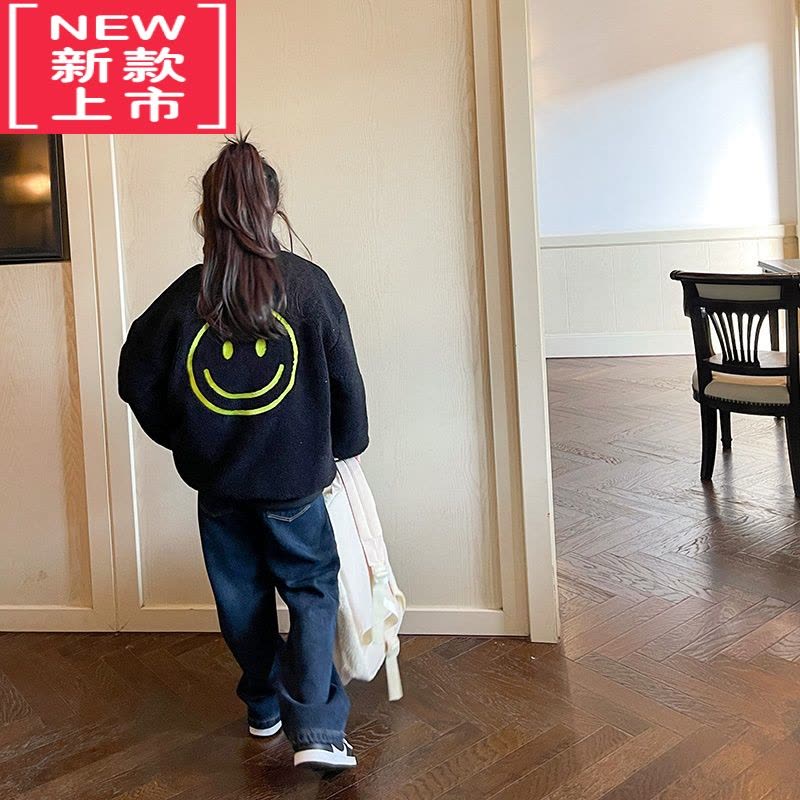 可莉允女童毛毛外套2022冬装新款加棉加厚立领拉链中大童秋冬羊羔毛棉衣棉服图片