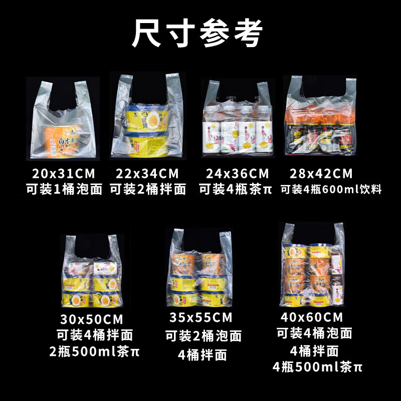 白色透明塑料袋 加厚款食品袋背心袋手提袋外卖打包袋收纳袋一次性购物袋33*52高清大图