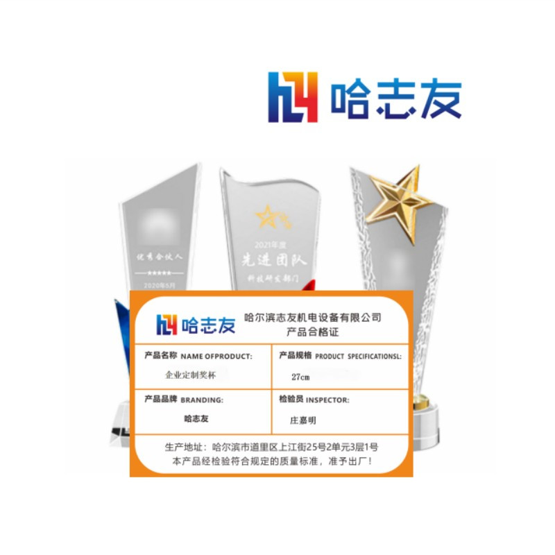 哈志友企业定制奖杯27cm设计新颖,高清印刷,优质材料,支持定制高清大图