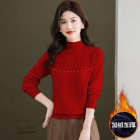 秋冬新款鄂尔多斯羊绒衫女纯色羊绒衫女圆领套头短款针织羊毛衫修身显瘦毛衣女专柜正品恒源祥品牌羊绒衫女 2008红色 2XL