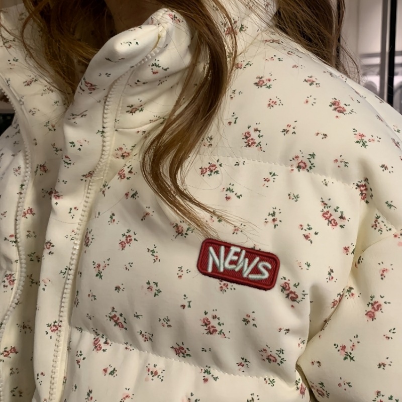 2025年新款棉服女冬季甜美碎花短款棉衣韩版宽松加厚保暖百搭外套高清大图