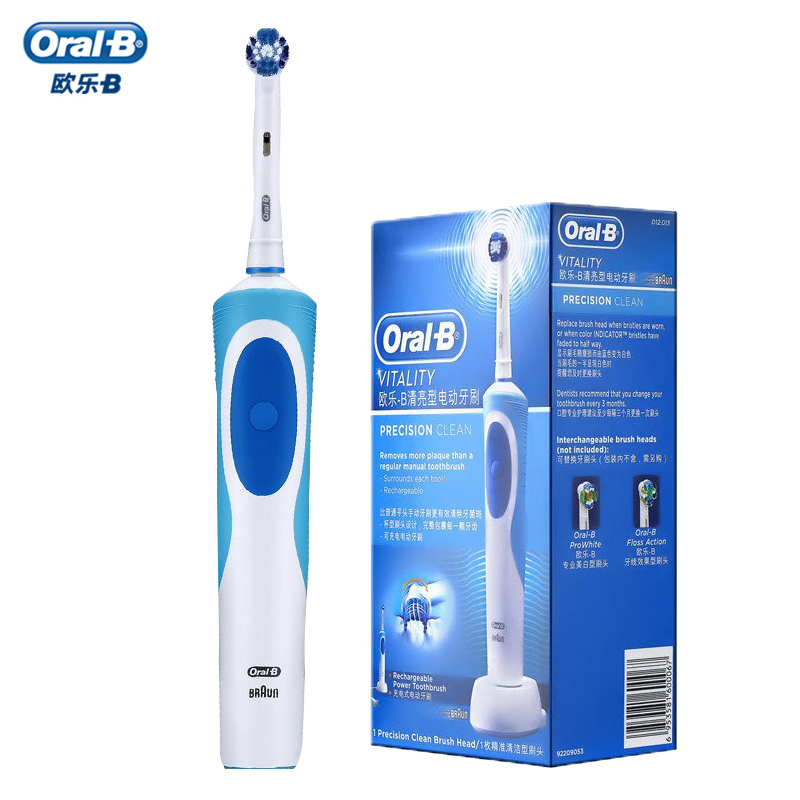 欧乐B(Oralb)电动牙刷(含清洁刷头*1)D12 清亮型 成人款充电式电动牙刷 防水机身 感应式充电底座