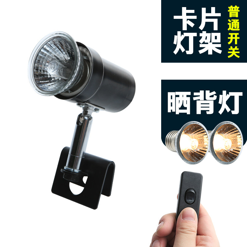 小乌龟晒背灯补钙三合一加热取暖全光谱太阳灯泡爬宠龟用背照灯架 卡片黑色开关型+2个灯 默认尺寸