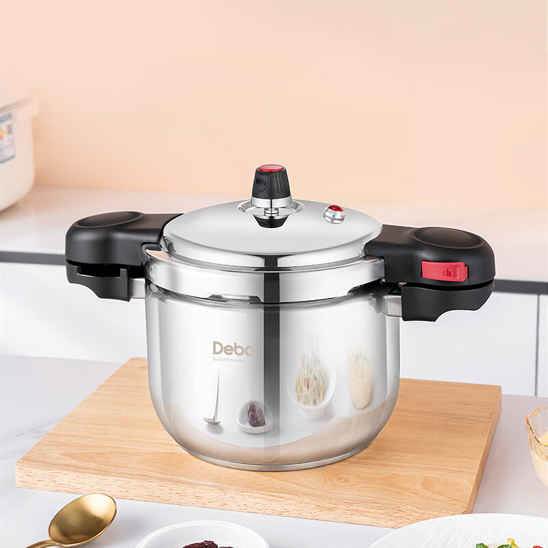 德铂(Debo)罗德尔高压锅4L304不锈钢家用不粘防爆压力锅18cmDEP-823(本色)高清大图