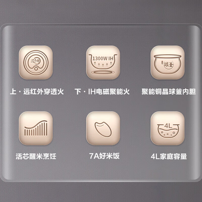 苏泊尔 电饭煲 4L远红外铜晶球釜内胆 IH电磁加热多功能 SF40HC0809高清大图