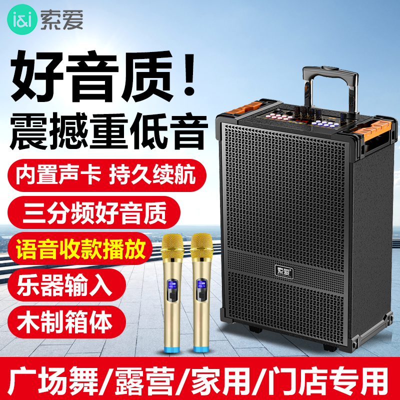 索爱(soaiy)SA-F29手提音响高低音户外k歌大音量广场舞电木吉他乐器音箱直播小型家用音箱 单麦高清大图