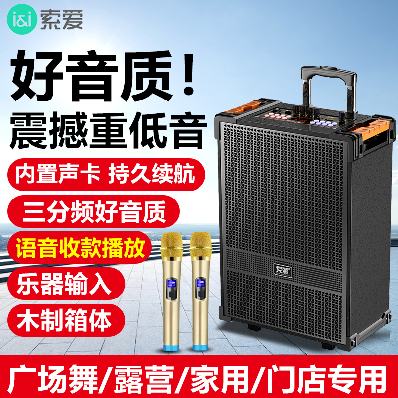 索爱(soaiy)SA-F29手提音响高低音户外k歌大音量广场舞电木吉他乐器音箱直播小型家用音箱 单麦