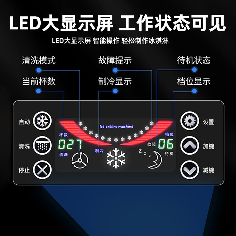 新飞(Frestec)冰淇淋机 立式商用冰激凌机 台式 一键清洗 智能 雪糕机 甜筒机 XF-B3128BY[双压缩机]