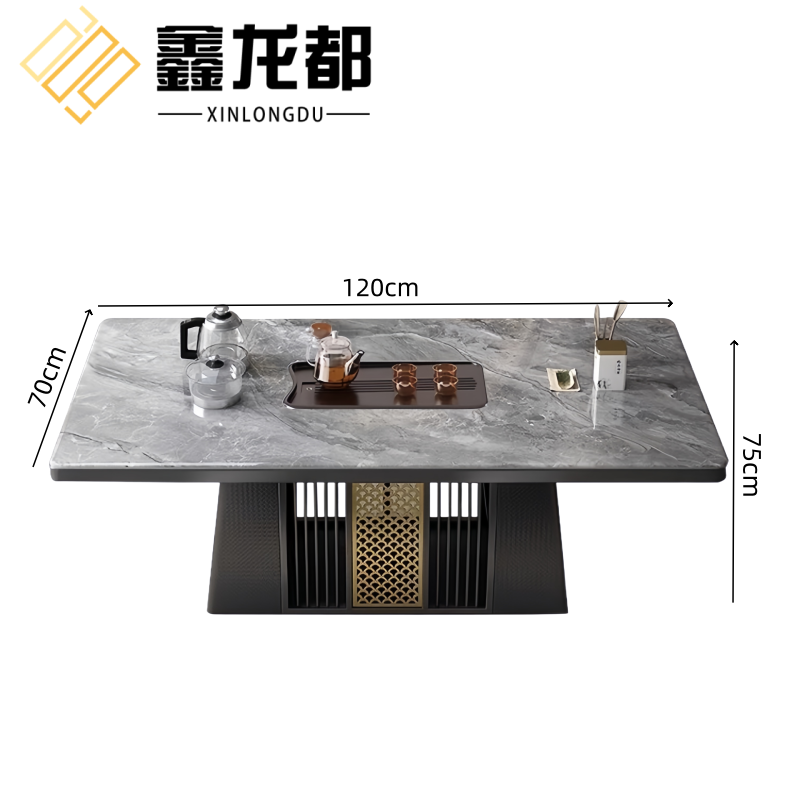 鑫龙都岩板茶桌1.2米张高清大图