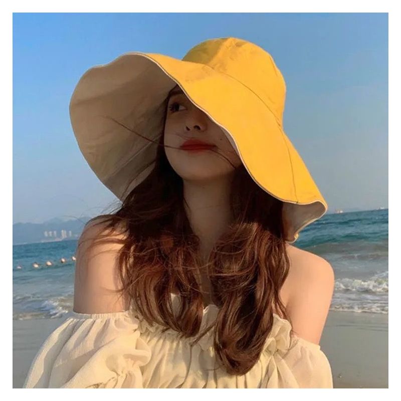 双面可戴帽子女夏遮阳帽防晒渔夫帽防大帽檐显脸小遮脸太阳帽