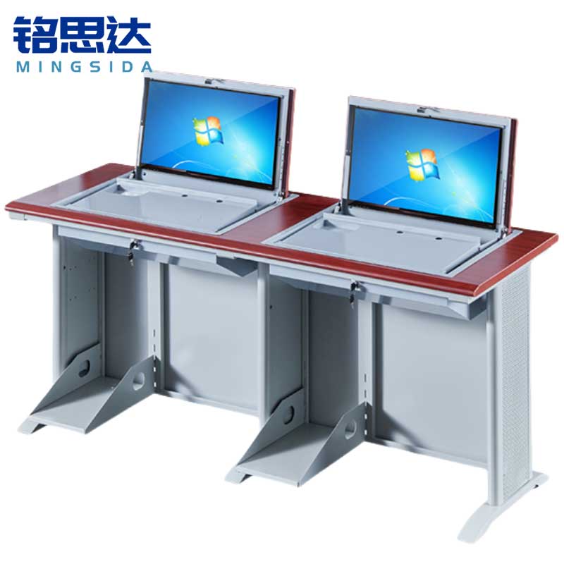铭思达翻转电脑桌双人位张高清大图