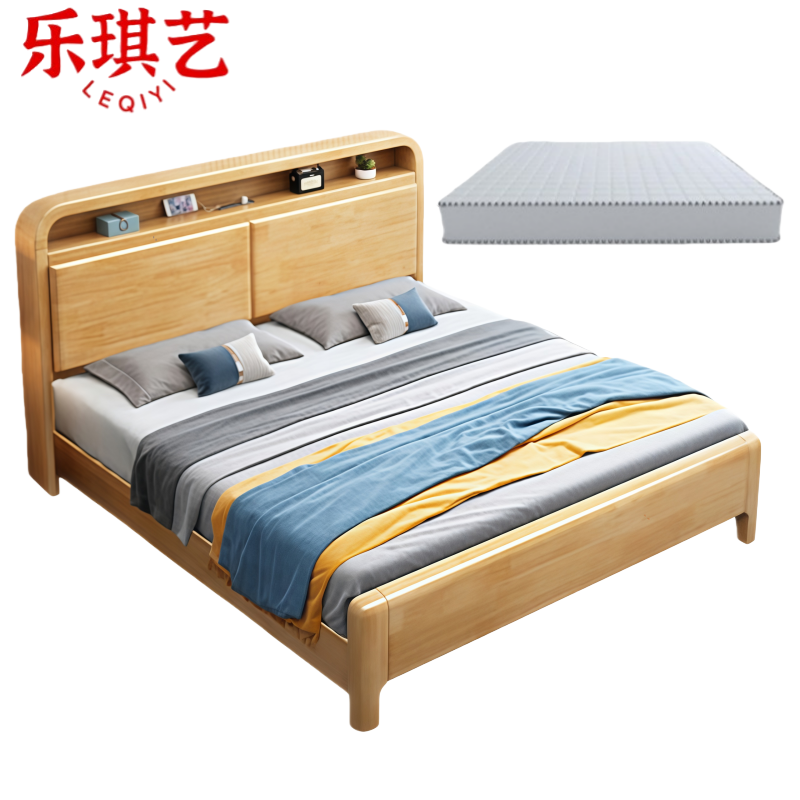 乐琪艺 床+床垫 1.2m 套高清大图