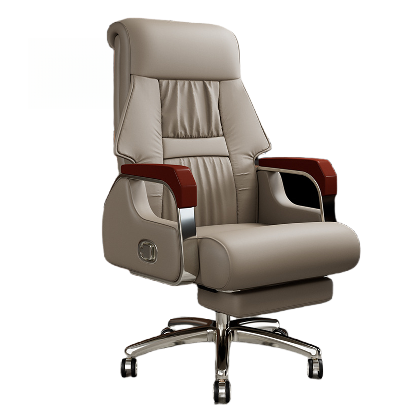 蕃蒂大班椅卡其色牛皮把高清大图