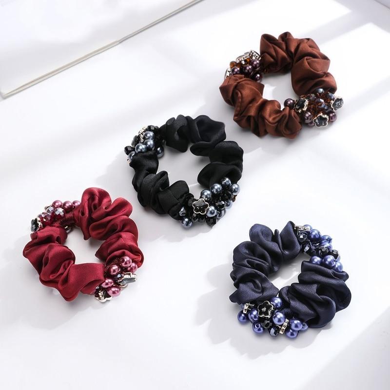 全珍珠藏蓝色 头发绳扎马尾女士简约气质韩国头绳盘发皮筋大人蓝色ins