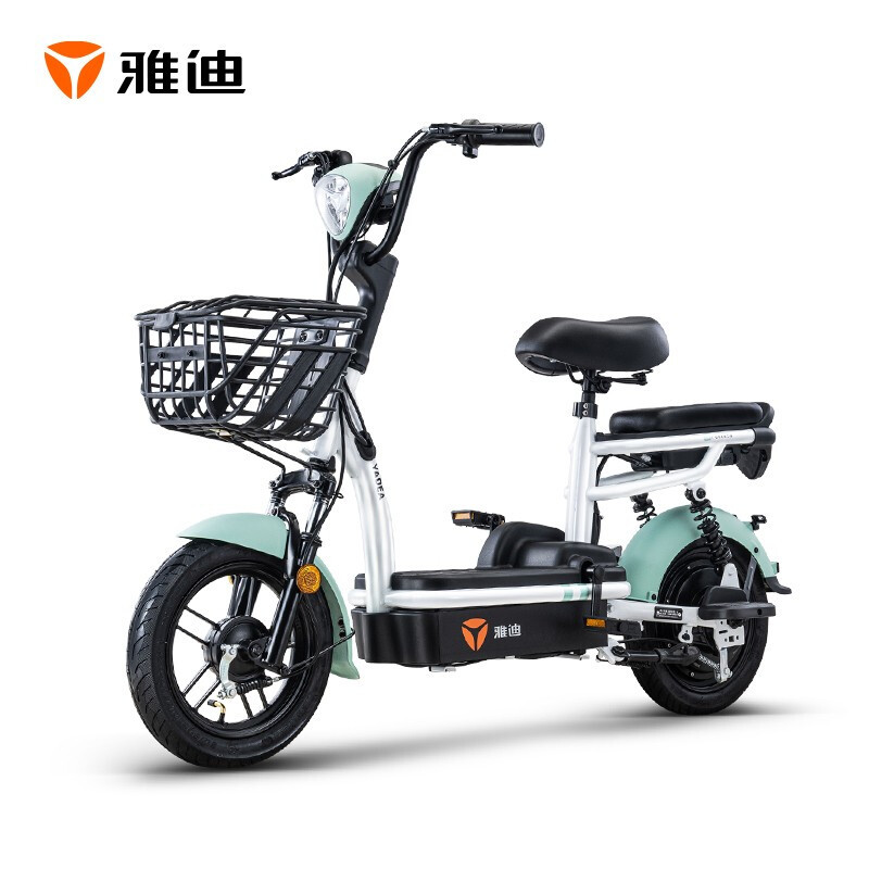 雅迪新款电动车乐萌48V12Ah铅酸电池电动自行车轻便代步小型电瓶车白色