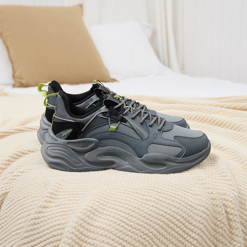 澎湃丨361°男鞋运动鞋新款革面休闲鞋男士软底复古老爹鞋子高清大图