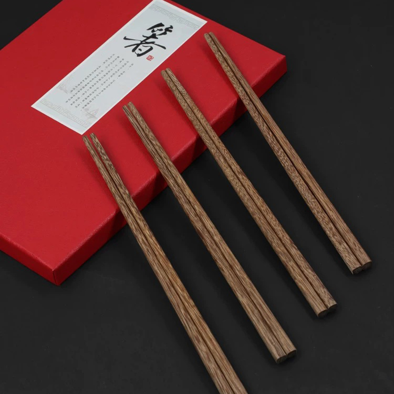 上亨木质筷子无漆无蜡鸡翅木筷子套装礼品筷子红檀木公筷10双SHZH-KZ0310双鸡翅木礼品筷(礼品黑盒)高清大图