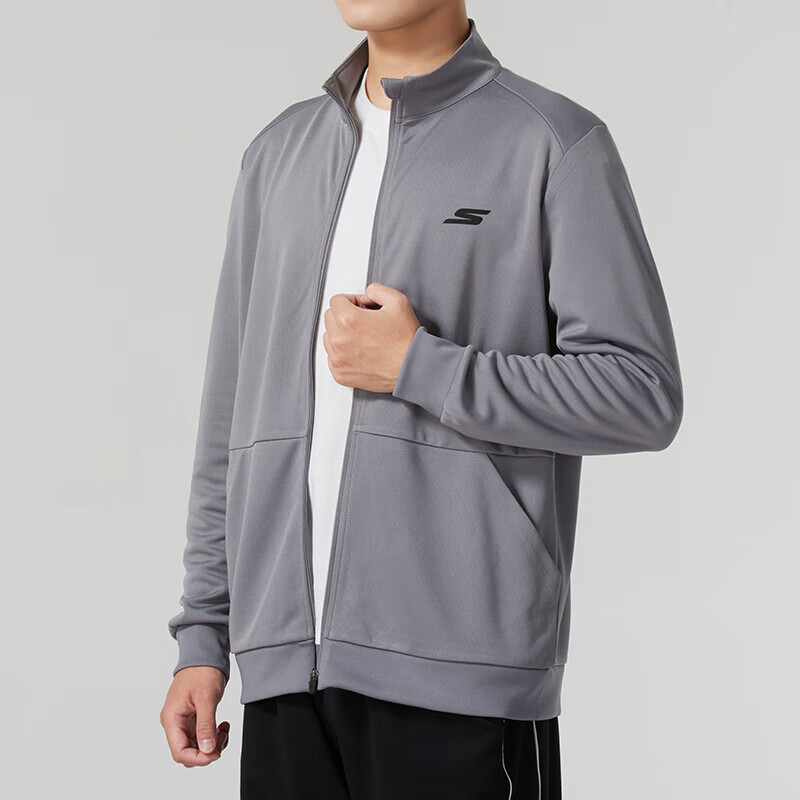 斯凯奇(Skechers)男士新款运动夹克健身训练时尚休闲外套P224M122-03K8 ZP P224M122-05CQ/灰色 L