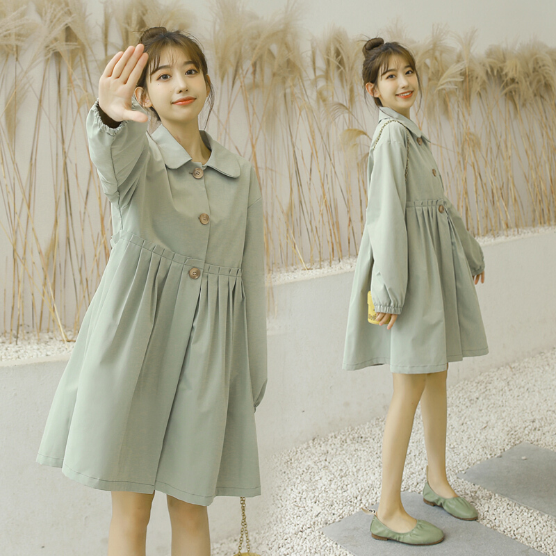 迪鲁奥(DILUAO)孕妇装秋装外套风衣女中长款2021新款时尚款秋冬季韩版宽松大码孕妇上衣