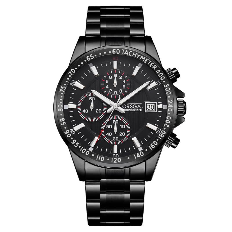 ORSGA手表男简约男士手表绿水鬼男士多功能手表防水三针六眼日历时尚休闲商务学生男表石英表腕表9026G图片